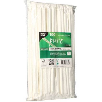 PAPSTAR Papier-Trinkhalm "pure", 200 mm, weiß