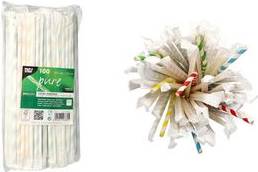 PAPSTAR Papier-Trinkhalm ''Stripes'', 200 mm, farbig sortiert aus Papier, Länge: 200 mm, Durchmesser: 6 mm, einzeln