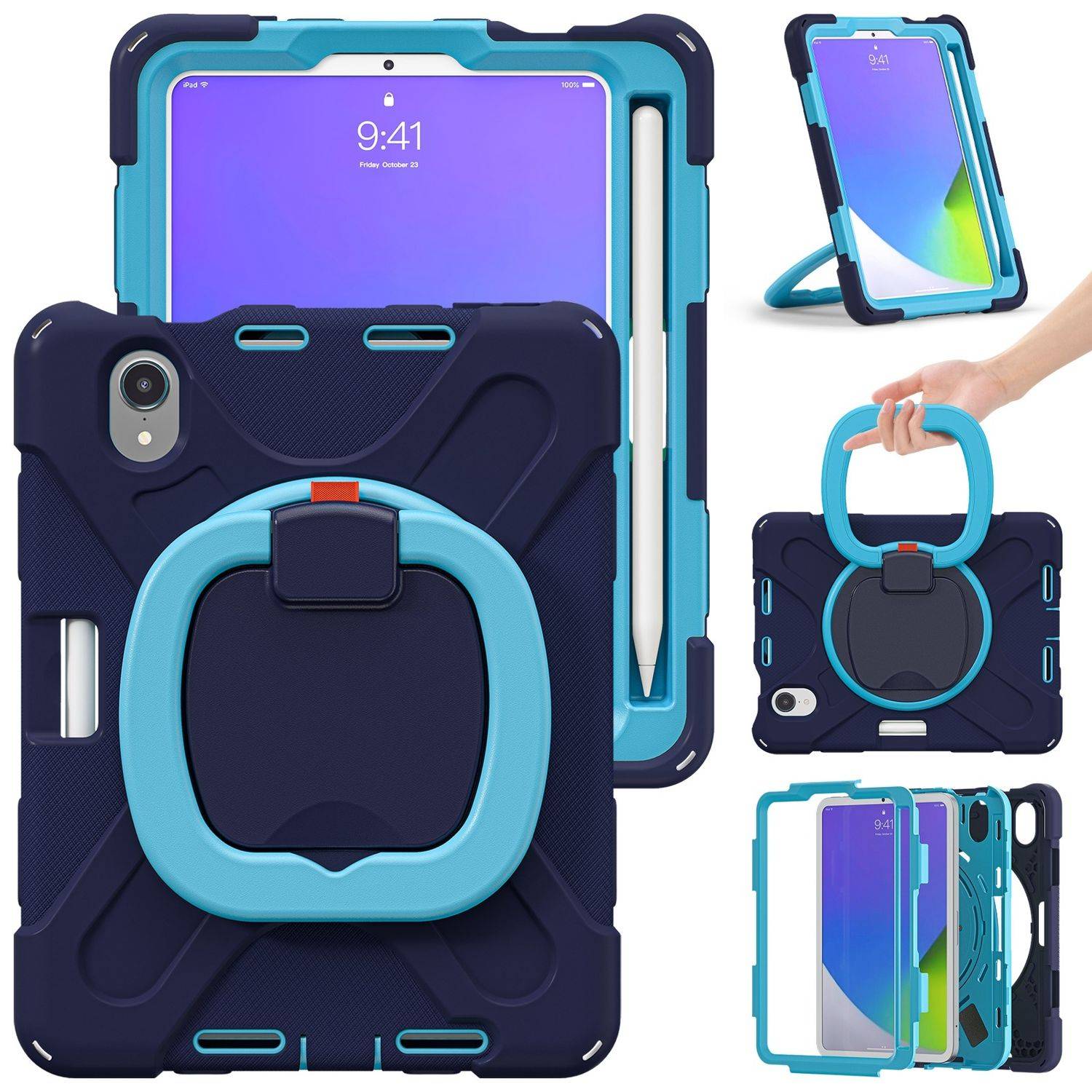 Für Apple iPad Mini 2024 8.3" / Mini 6 2021 Outdoor Hybrid Blau 360 Grad Hülle