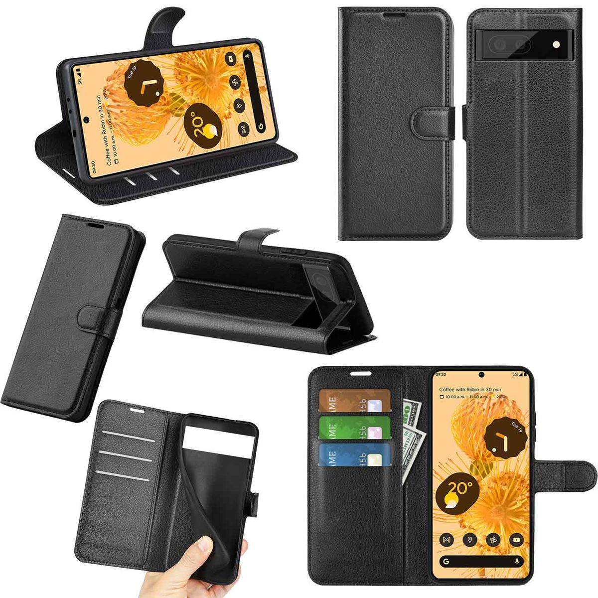Für Google Pixel 7 Pro Handy Tasche Wallet Premium Schutz Hülle Case Cover Etuis Neu Zubehör Schwarz
