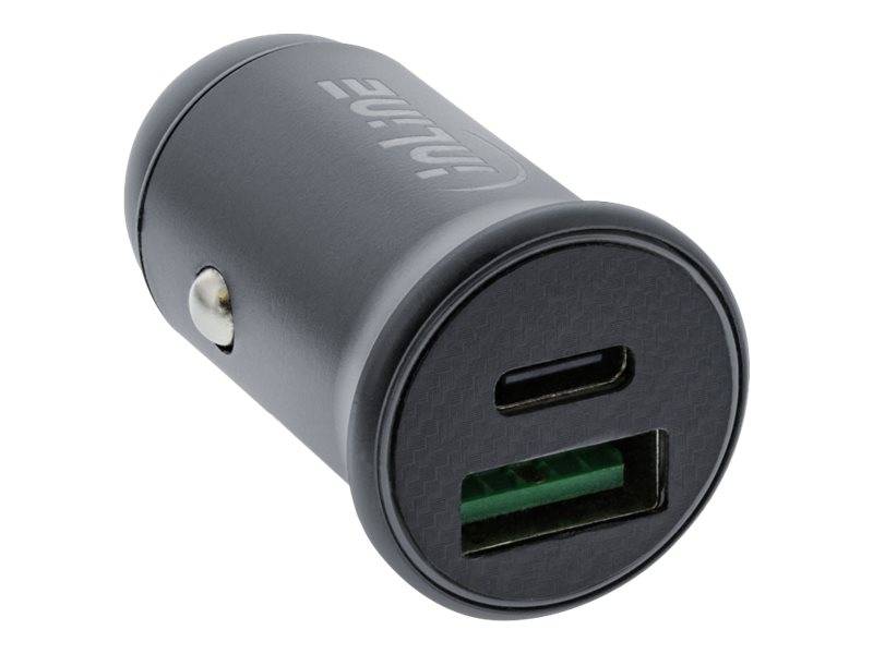 InLine USB KFZ Stromadapter Power Delivery - USB-A + USB-C - grau - Grau