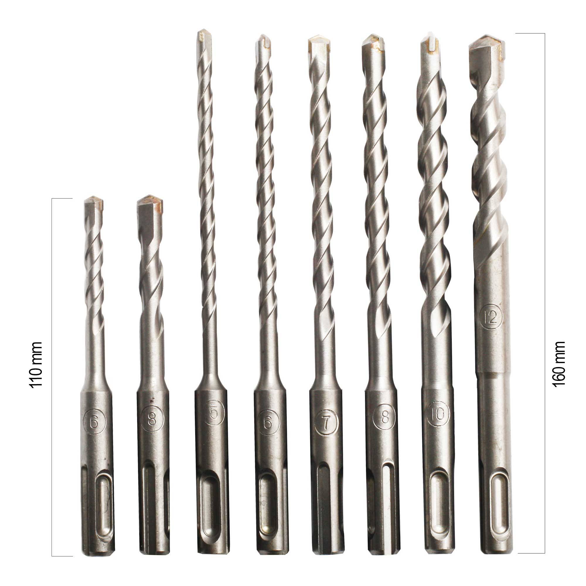 SCHMIDT security tools SDS-Plus Bohrer-Set - 8-teilig – Bohrerbox - Beton, Stein, Ziegel - SDS-plus Bohrhammer - Bohrersatz - Schlagbohrmaschine