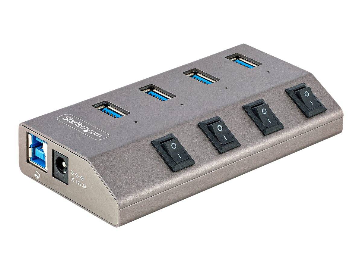 StarTech.com 4-Port Self-Powered USB-C Hub with Individual On/Off Switches, USB 3.0 5Gbps Expansion Hub w/Power Supply,