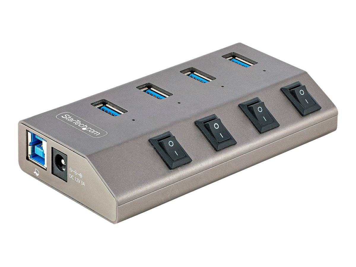 StarTech.com 4-Port Self-Powered USB-C Hub with Individual On/Off Switches, USB 3.0 5Gbps Expansion Hub w/Power Supply,