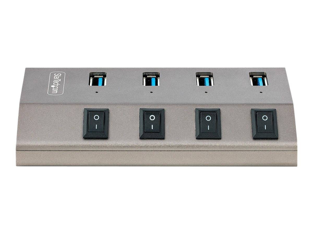 StarTech.com 4-Port Self-Powered USB-C Hub with Individual On/Off Switches, USB 3.0 5Gbps Expansion Hub w/Power Supply,