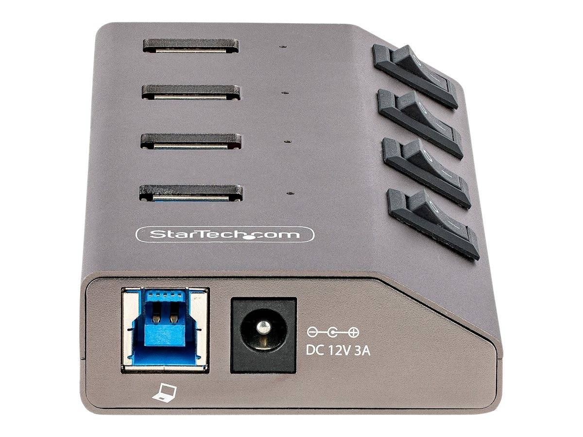 StarTech.com 4-Port Self-Powered USB-C Hub with Individual On/Off Switches, USB 3.0 5Gbps Expansion Hub w/Power Supply,