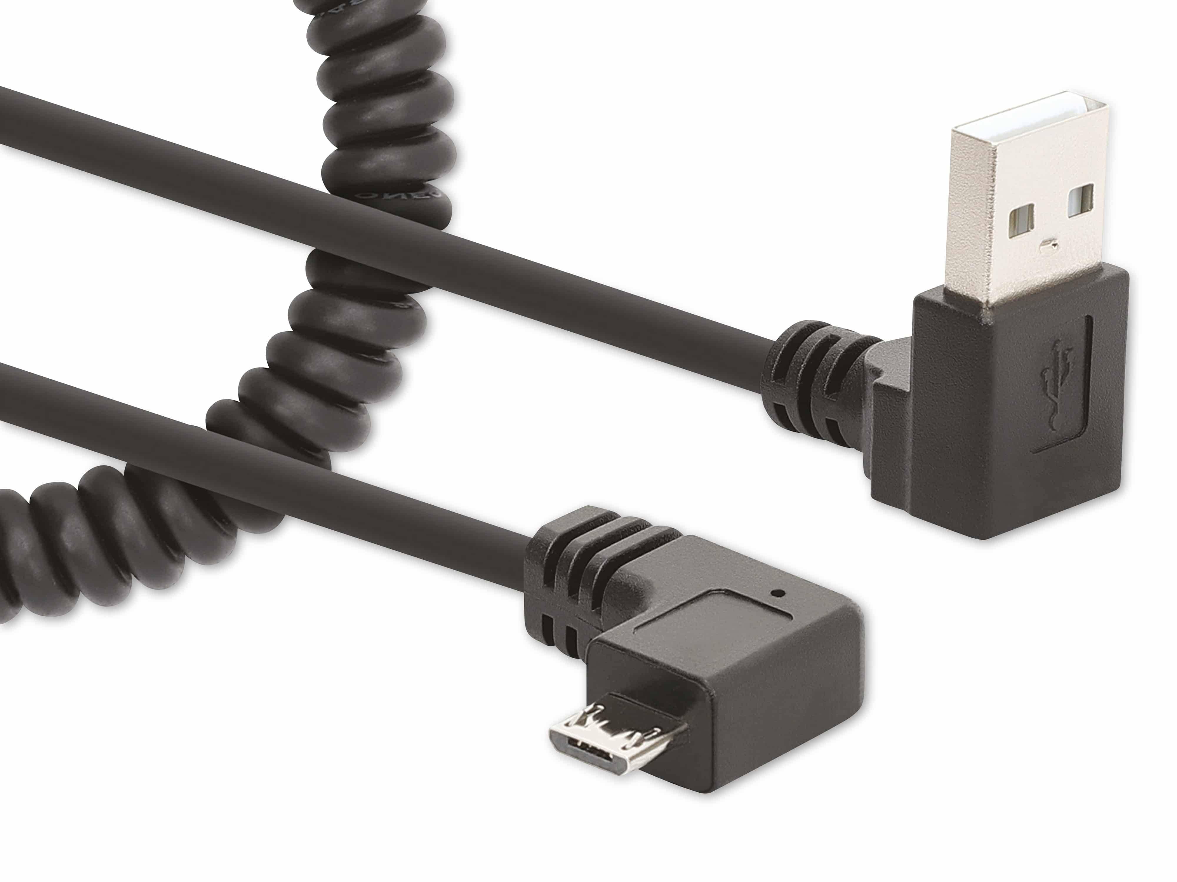 MANHATTAN Micro-USB Ladekabel auf USB-A Spiralkabel, 1 m