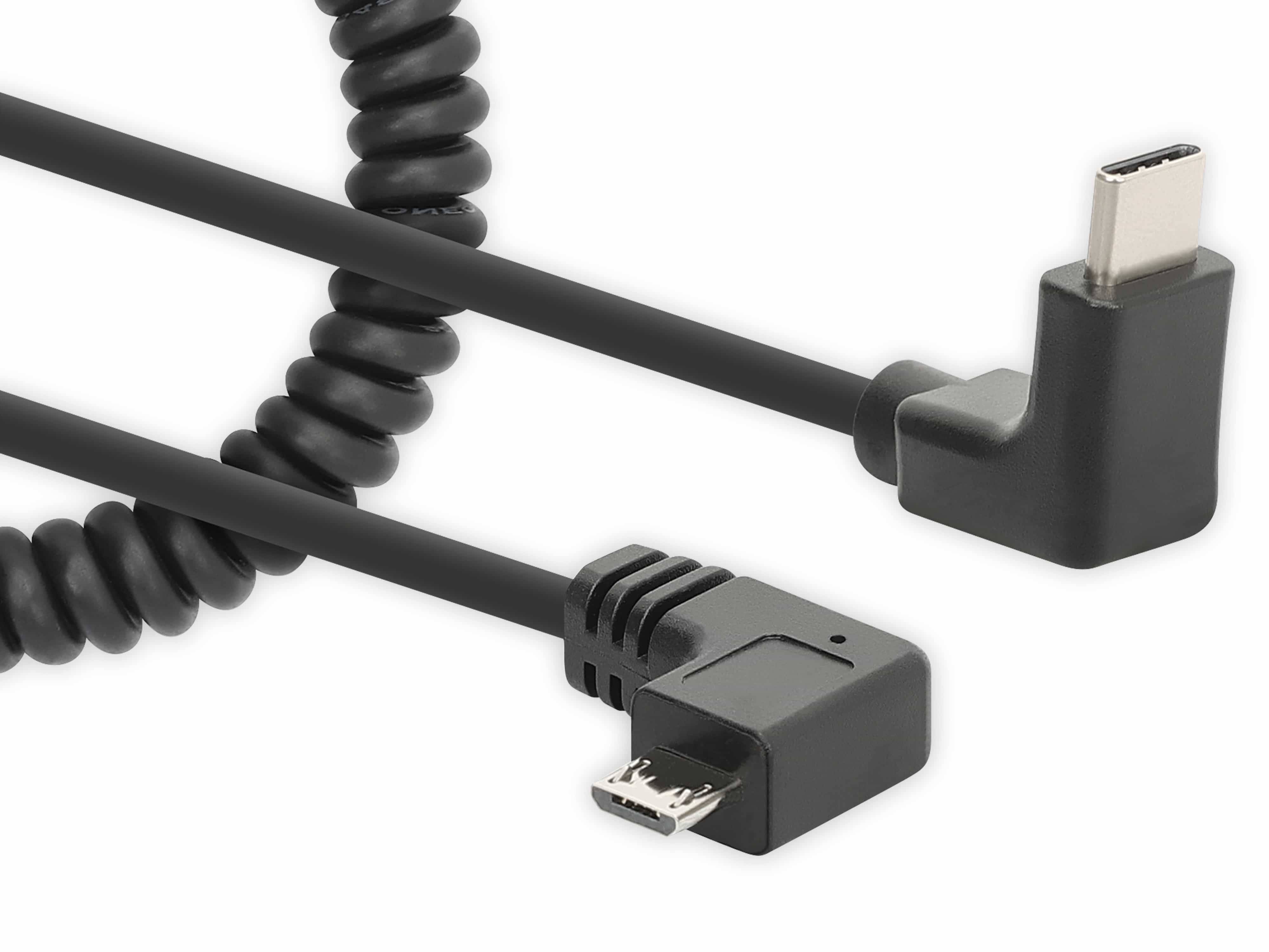 MANHATTAN MANHATTEN Micro-USB Ladekabel auf USB-C mit Spiralkabel