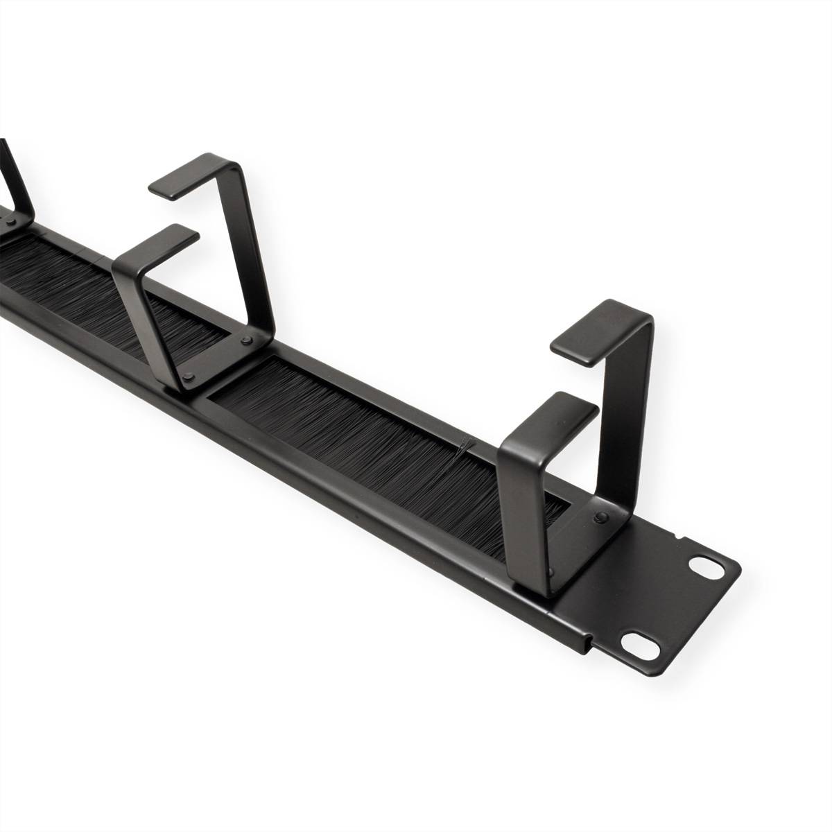 ROLINE 19-Zoll-Frontplatte, 4 Ösen Typ G, Kabeldurchführung (Bürste), schwarz