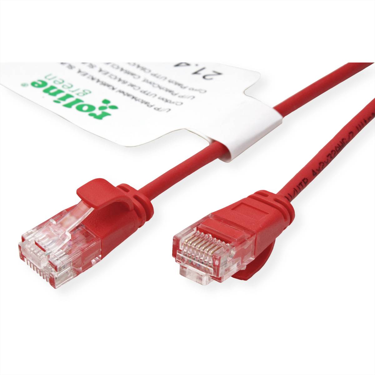 ROLINE GREEN UTP Patchkabel Cat.6A (Class EA), LSOH, slim, rot, 0,3 m