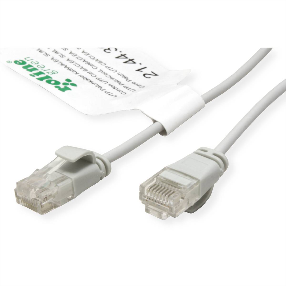 ROLINE GREEN UTP Patchkabel Cat.6A (Class EA), LSOH, slim, grau, 1,5 m