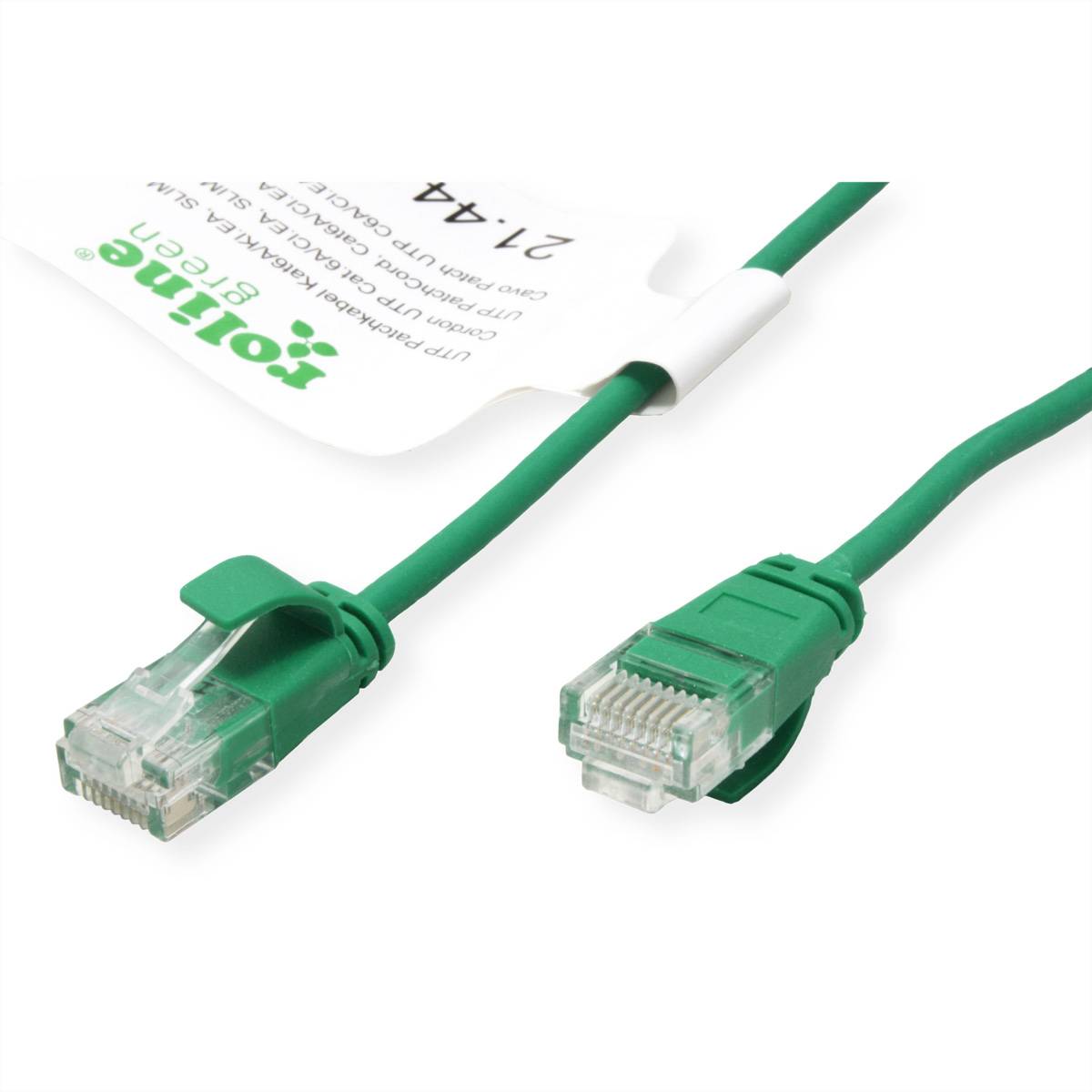 ROLINE GREEN UTP Patchkabel Cat.6A (Class EA), LSOH, slim, grün, 3 m