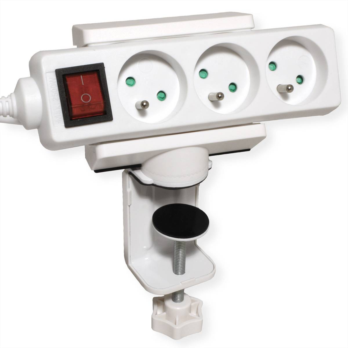 VALUE Tischklemme für Steckdosenleiste, drehbar 360°, weiß