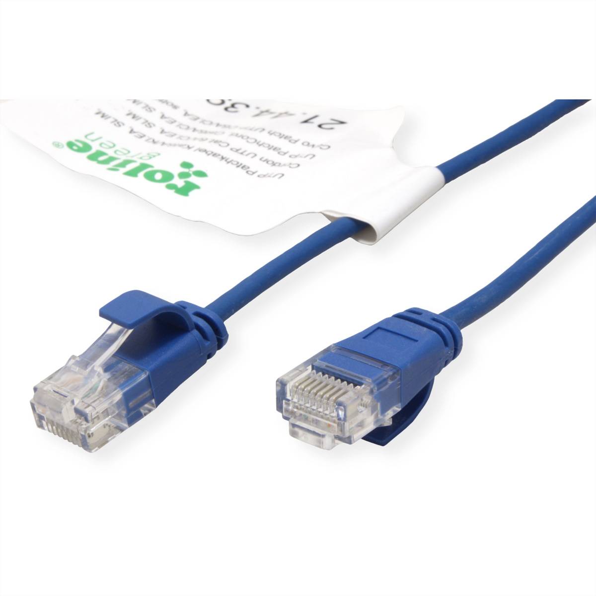 ROLINE GREEN UTP Patchkabel Cat.6A (Class EA), LSOH, slim, blau, 1,5 m