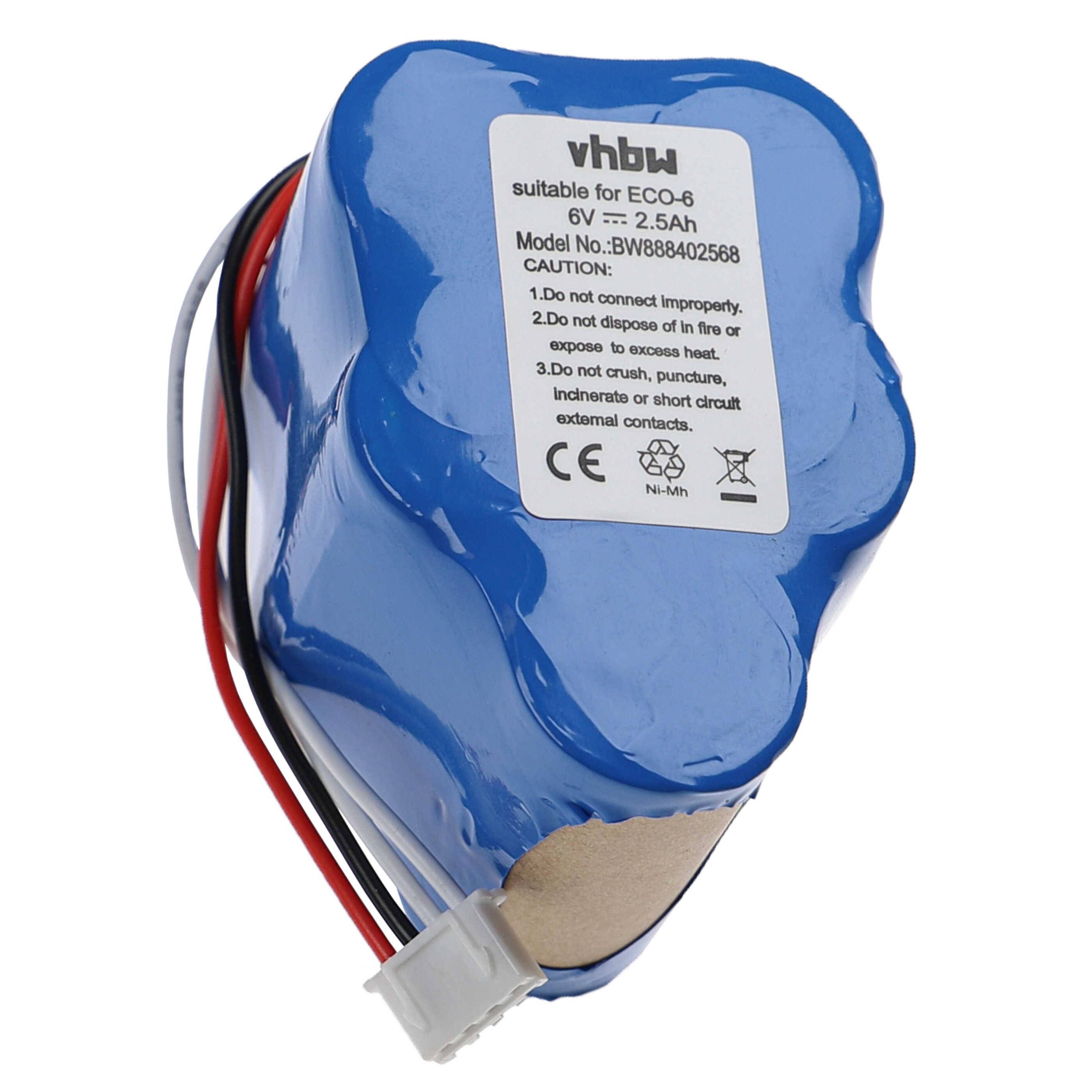 vhbw Akku kompatibel mit Ecovacs Deebot D63s, D66, D68, D62s, D62, D63, D630, D650, D660, D680, D65, D710 Staubsauger (2500 mAh, 6 V, NiMH)