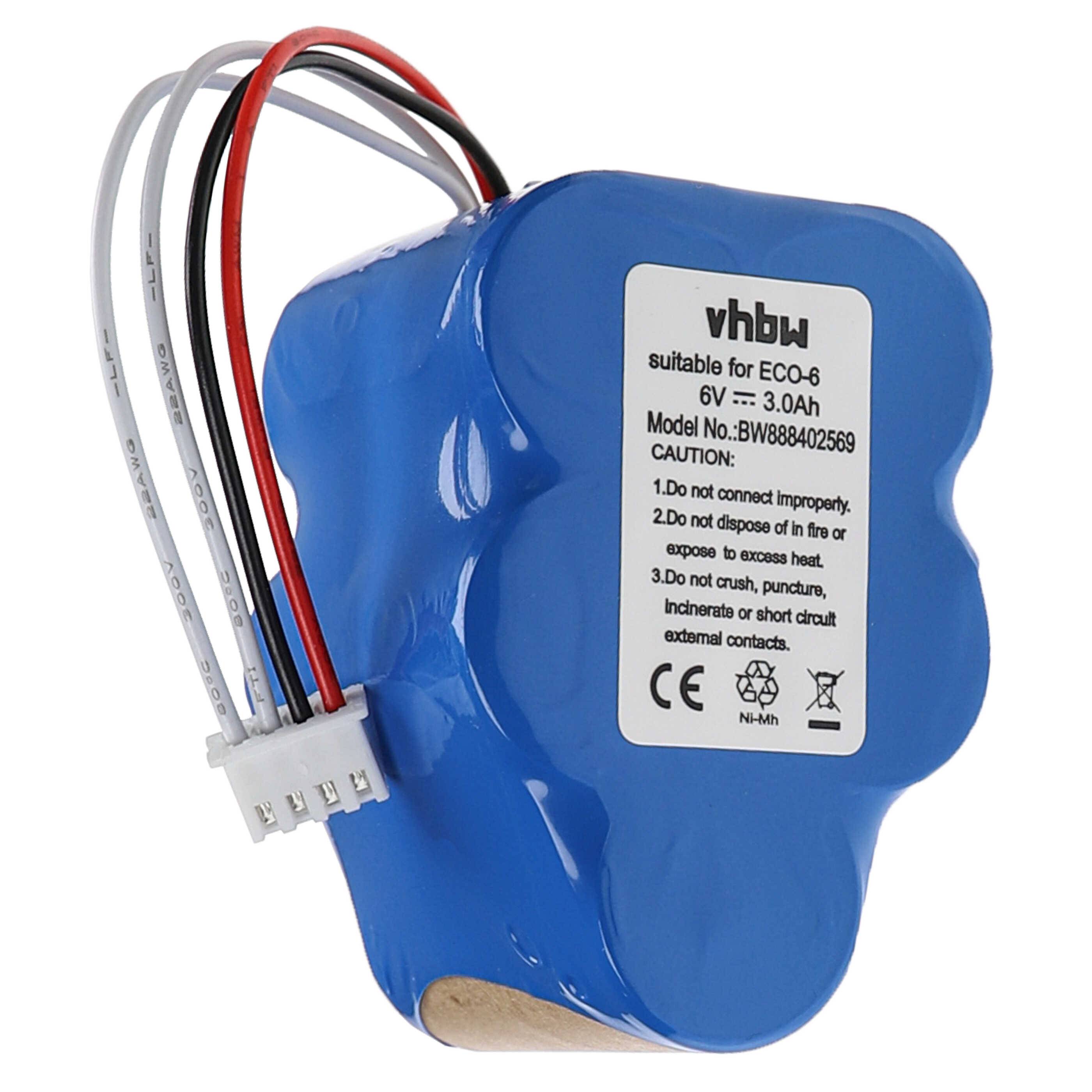vhbw Akku kompatibel mit Ecovacs Deebot D63s, D66, D68, D62s, D62, D63, D630, D650, D660, D680, D65, D710 Staubsauger (3000 mAh, 6 V, NiMH)