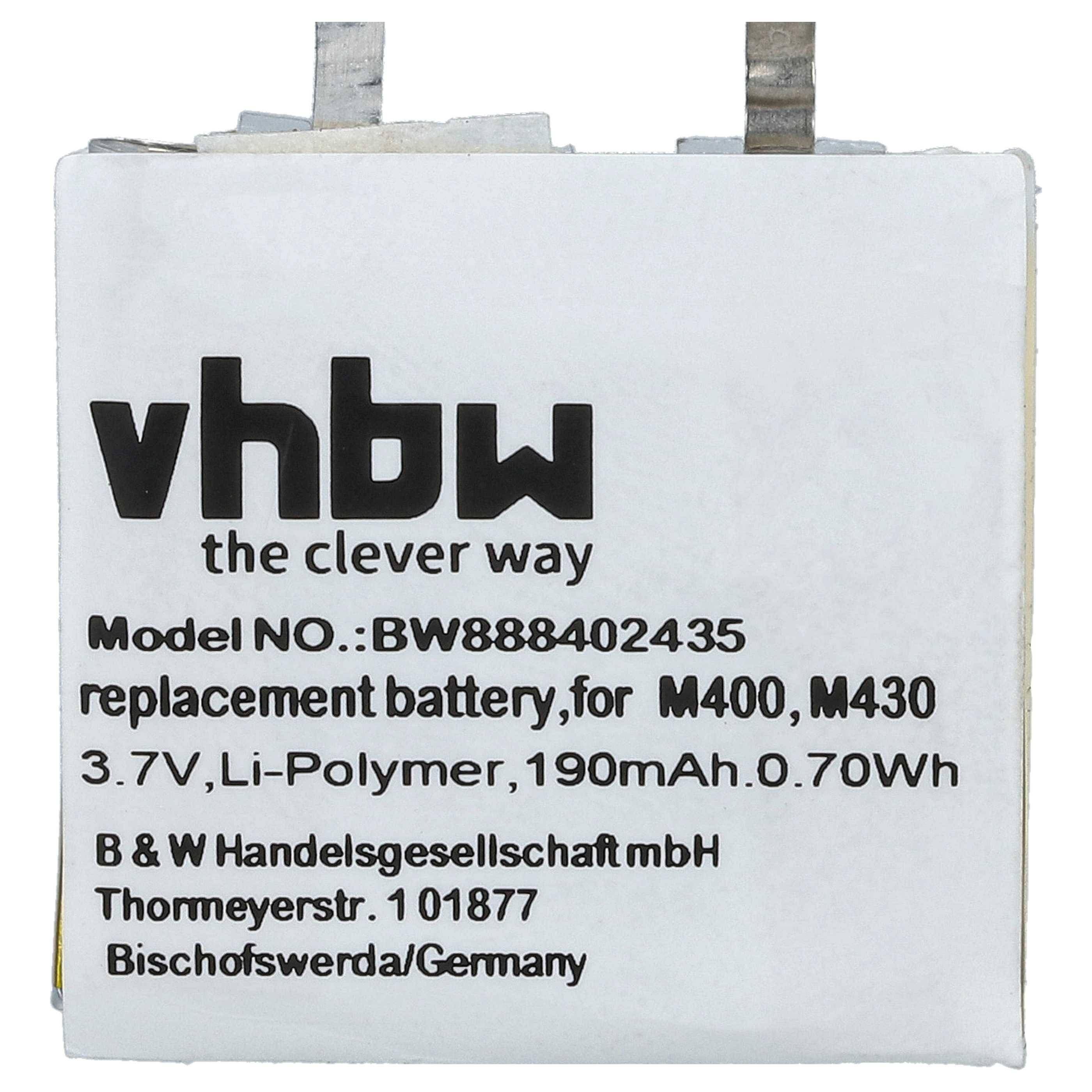 vhbw Akku kompatibel mit Polar M430, M400 Smartwatch Uhr Fitnessarmband (190 mAh, 3,8 V, Li-Polymer)