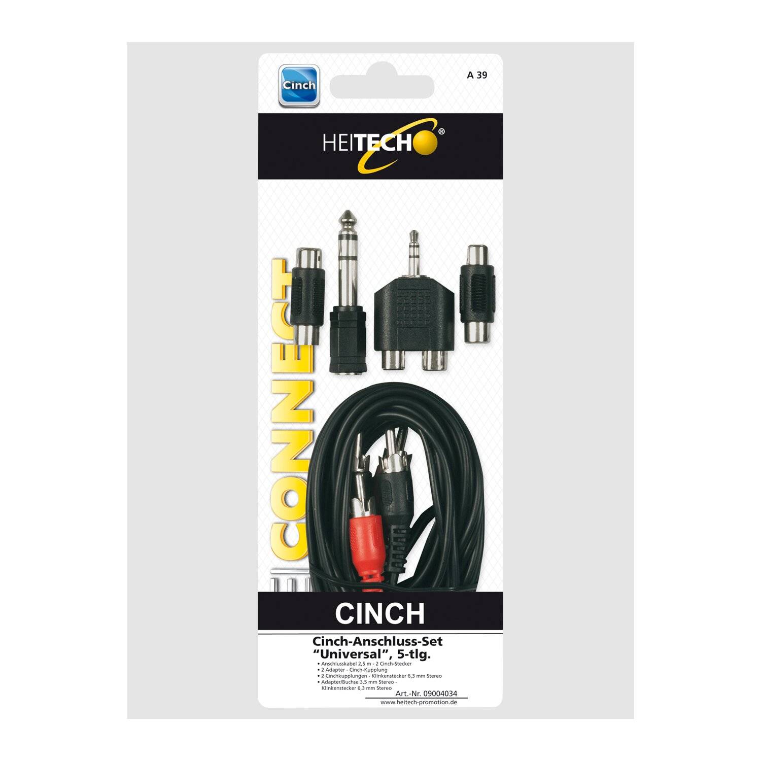 HEITECH Stereo-Cinch-Anschluss-Set"Universal", 5 tlg. Adapter Buchse