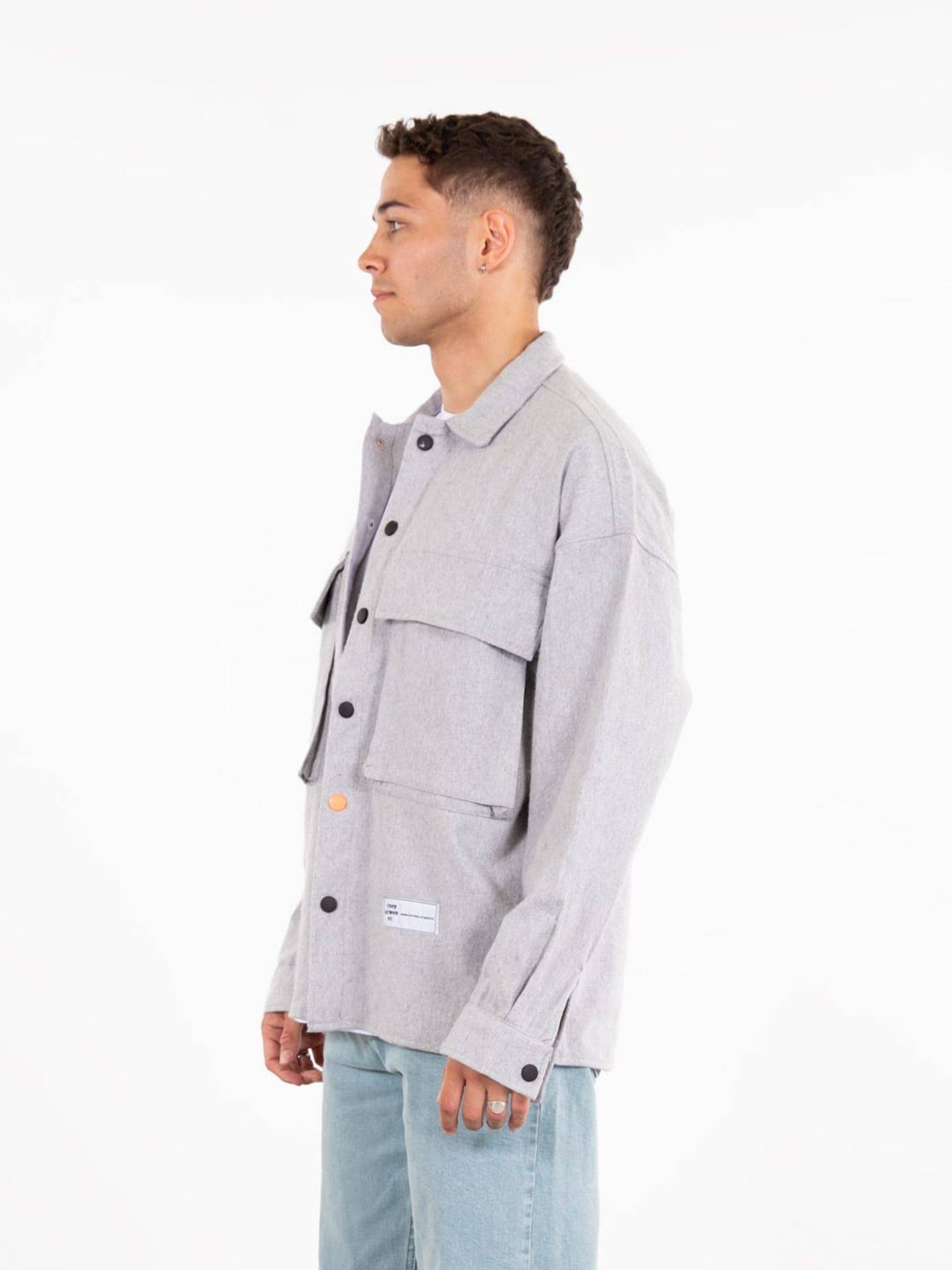 Hemdjacke Oversize Herren Kleidung Hemd Freizeit-Jacke Unisex Überhemd Overshirt S Grau