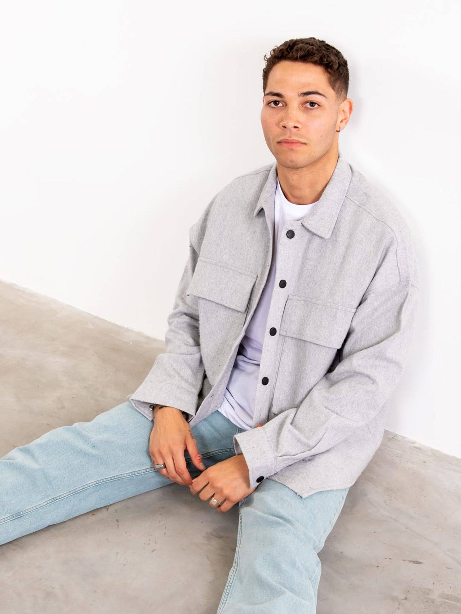 Hemdjacke Oversize Herren Kleidung Hemd Freizeit-Jacke Unisex Überhemd Overshirt S Grau