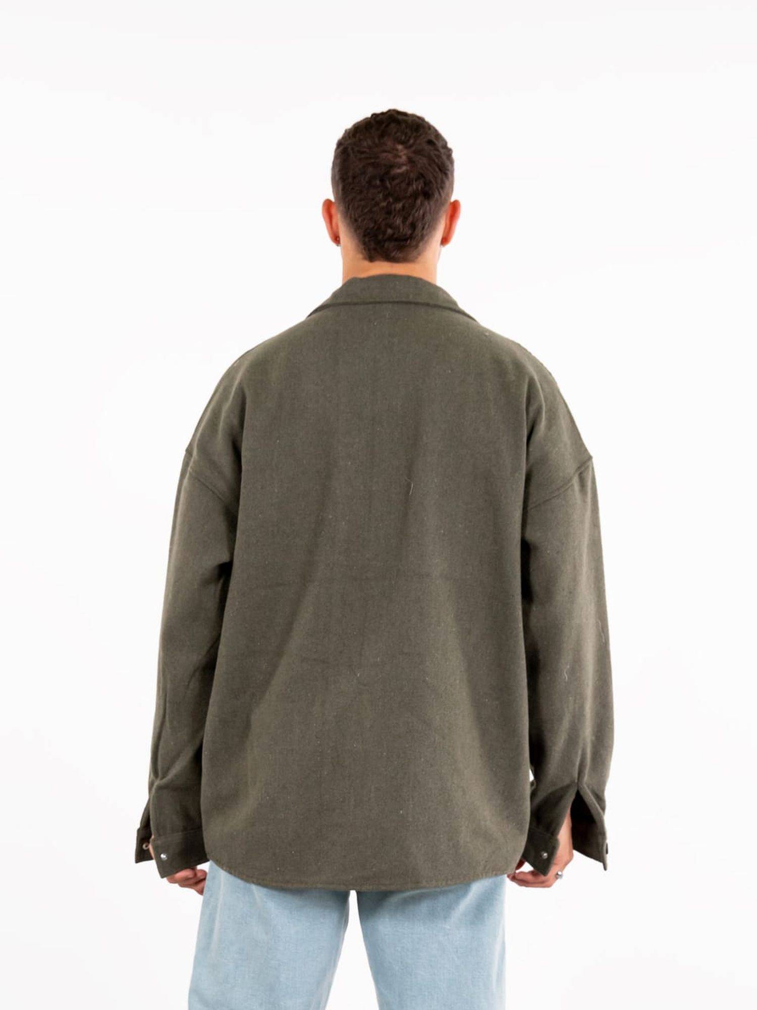 Hemdjacke Oversize Herren Kleidung Hemd Freizeit-Jacke Unisex Überhemd Overshirt S Khaki