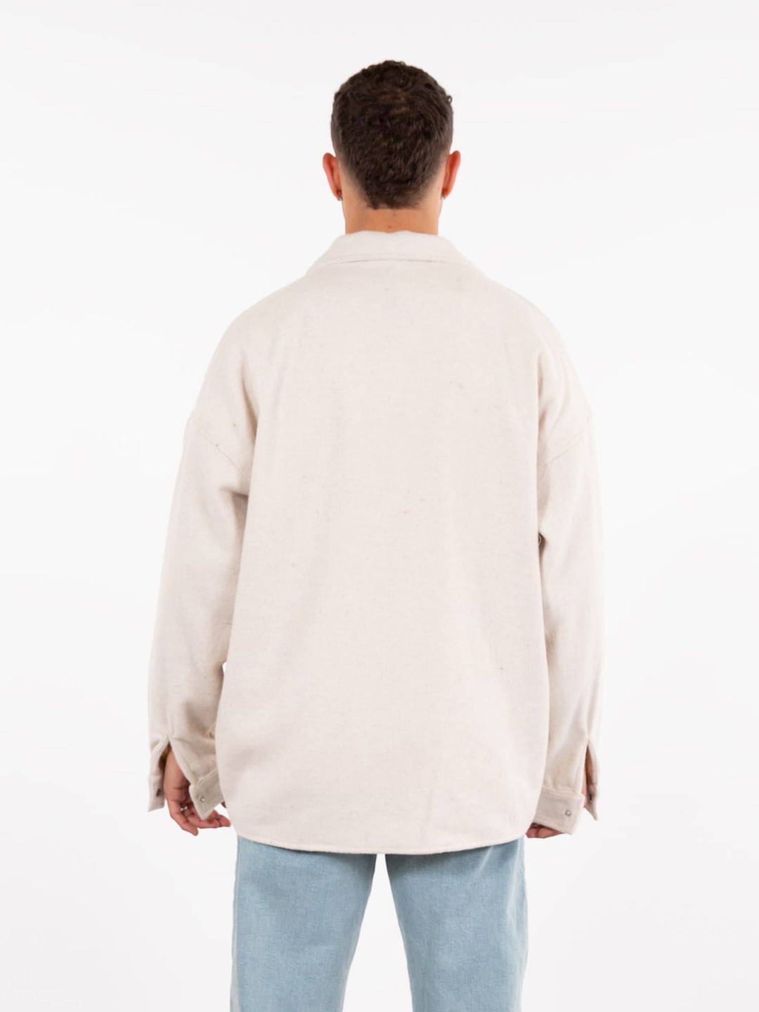 Hemdjacke Oversize Herren Kleidung Hemd Freizeit-Jacke Unisex Überhemd Overshirt M Weiß