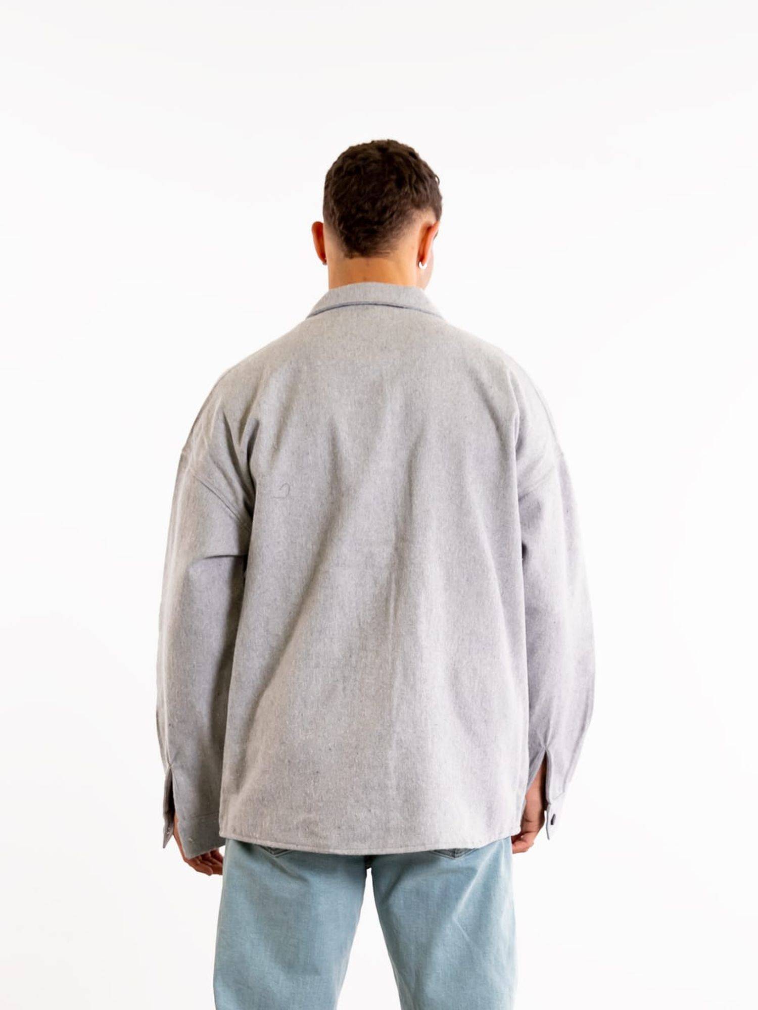 Hemdjacke Oversize Herren Kleidung Hemd Freizeit-Jacke Unisex Überhemd Overshirt M Grau