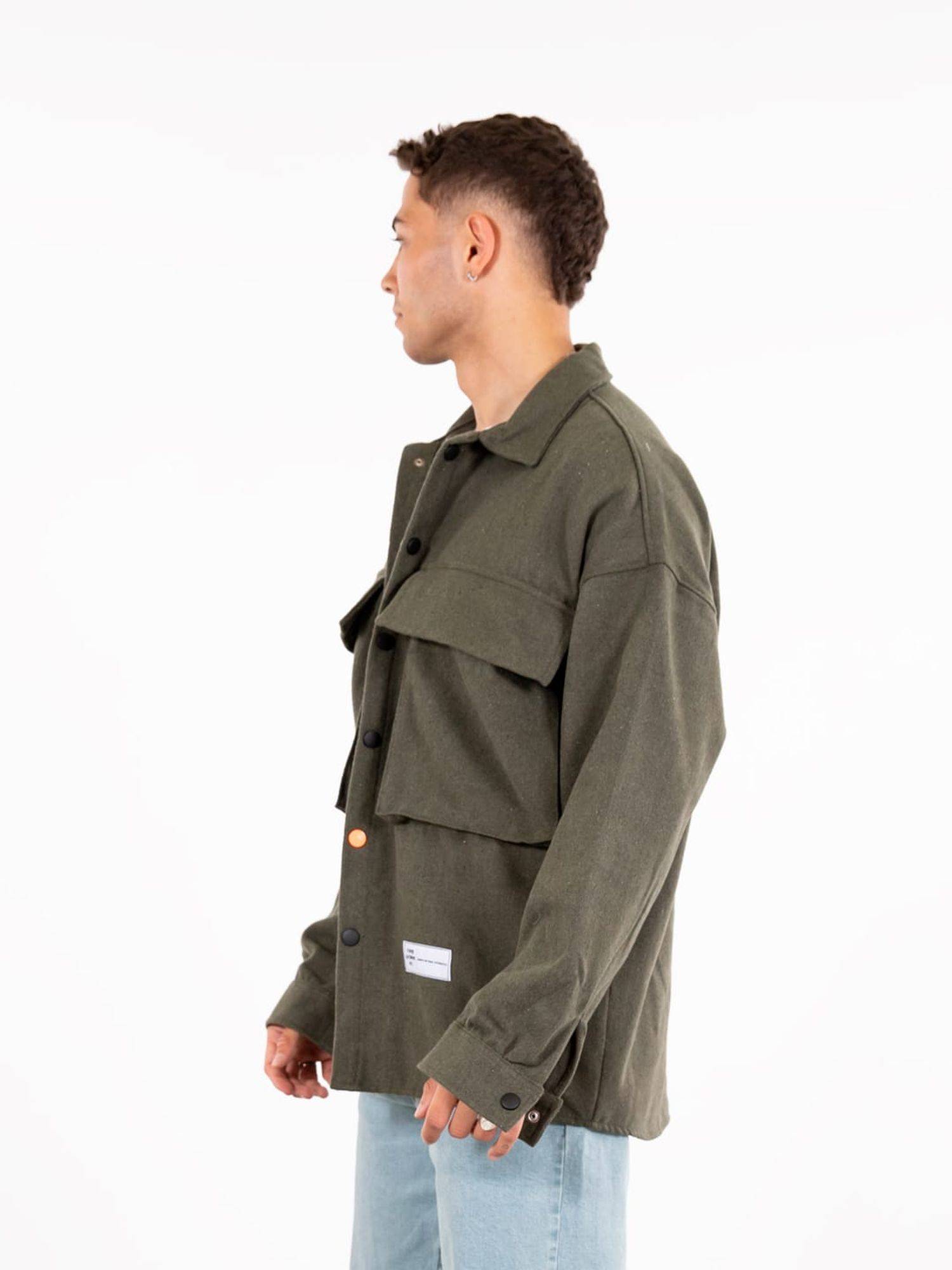 Hemdjacke Oversize Herren Kleidung Hemd Freizeit-Jacke Unisex Überhemd Overshirt XL Khaki