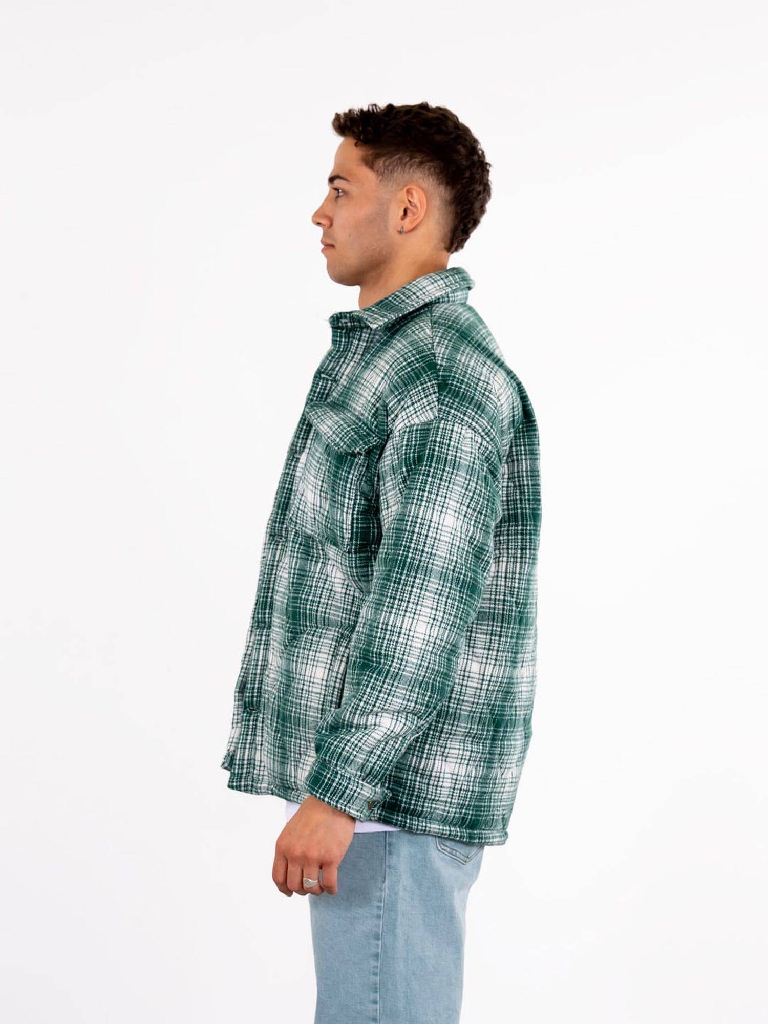 Lumberjacket Jacket Kapitone Herren Flanelljacke kariert Hemdjacke Holzfäller S Grün