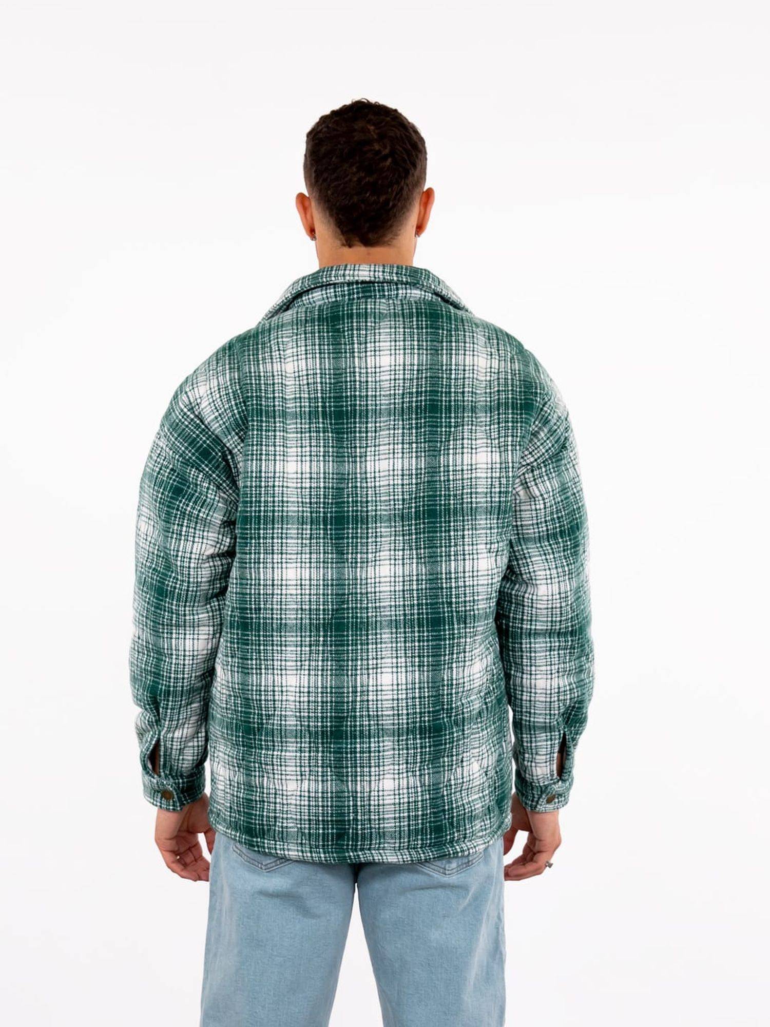 Lumberjacket Jacket Kapitone Herren Flanelljacke kariert Hemdjacke Holzfäller S Grün