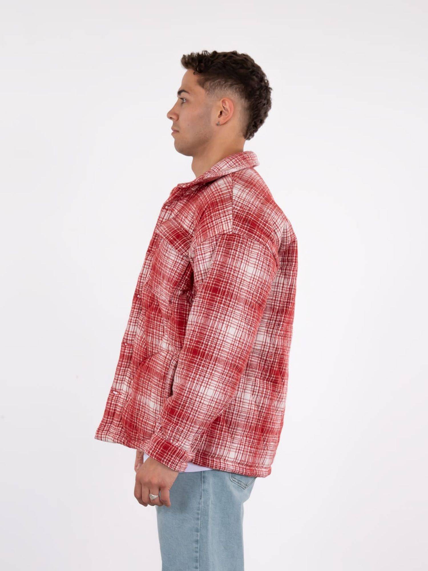 Lumberjacket Jacket Kapitone Herren Flanelljacke kariert Hemdjacke Holzfäller S Rot