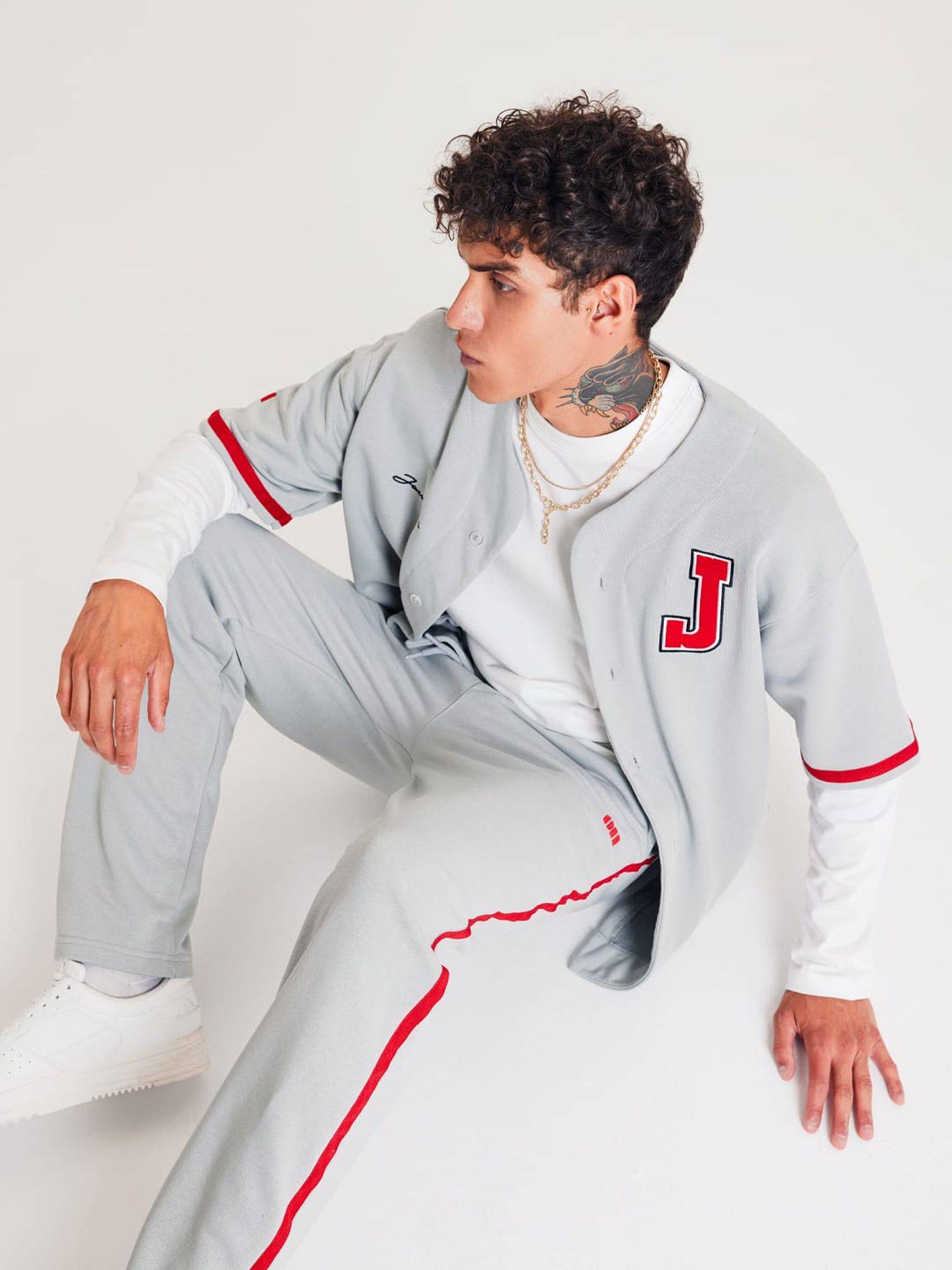 Set Baseball Hemd Hose Jogger Jogginganzug Sportanzug Oversize S Grau