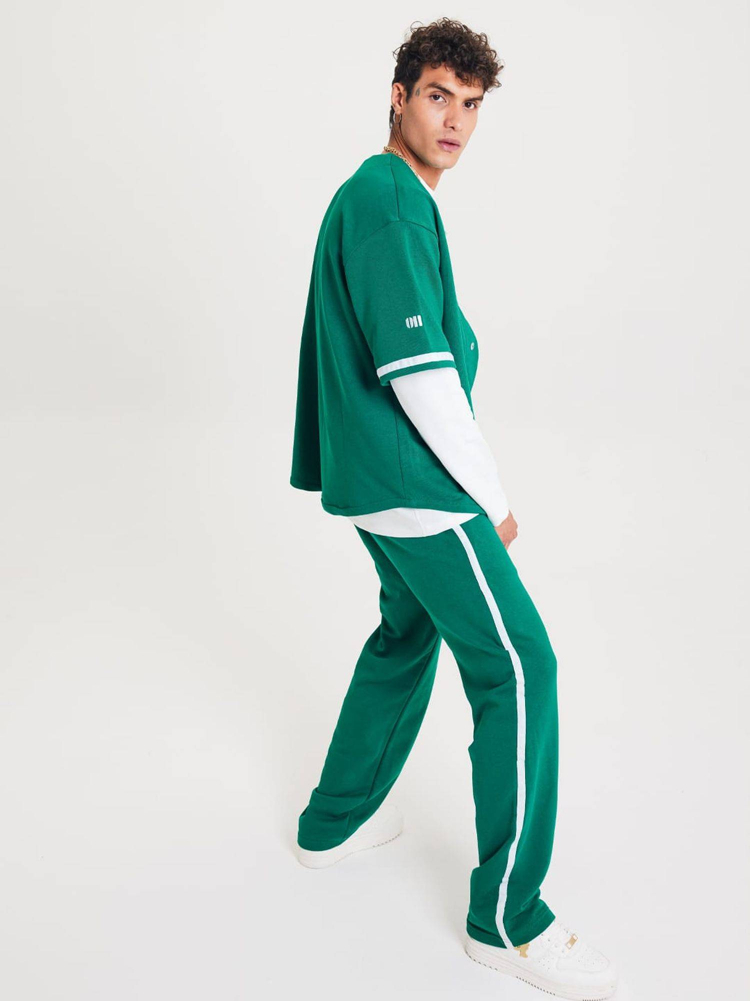 Set Baseball Hemd Hose Jogger Jogginganzug Sportanzug Oversize S Grün