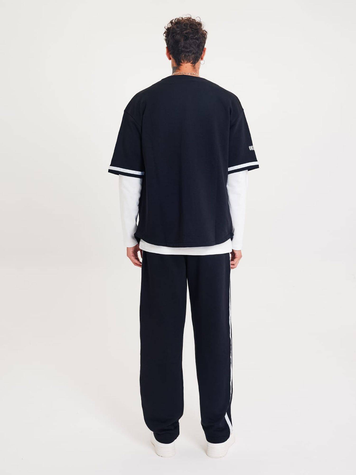 Set Baseball Hemd Hose Jogger Jogginganzug Sportanzug Oversize M Schwarz