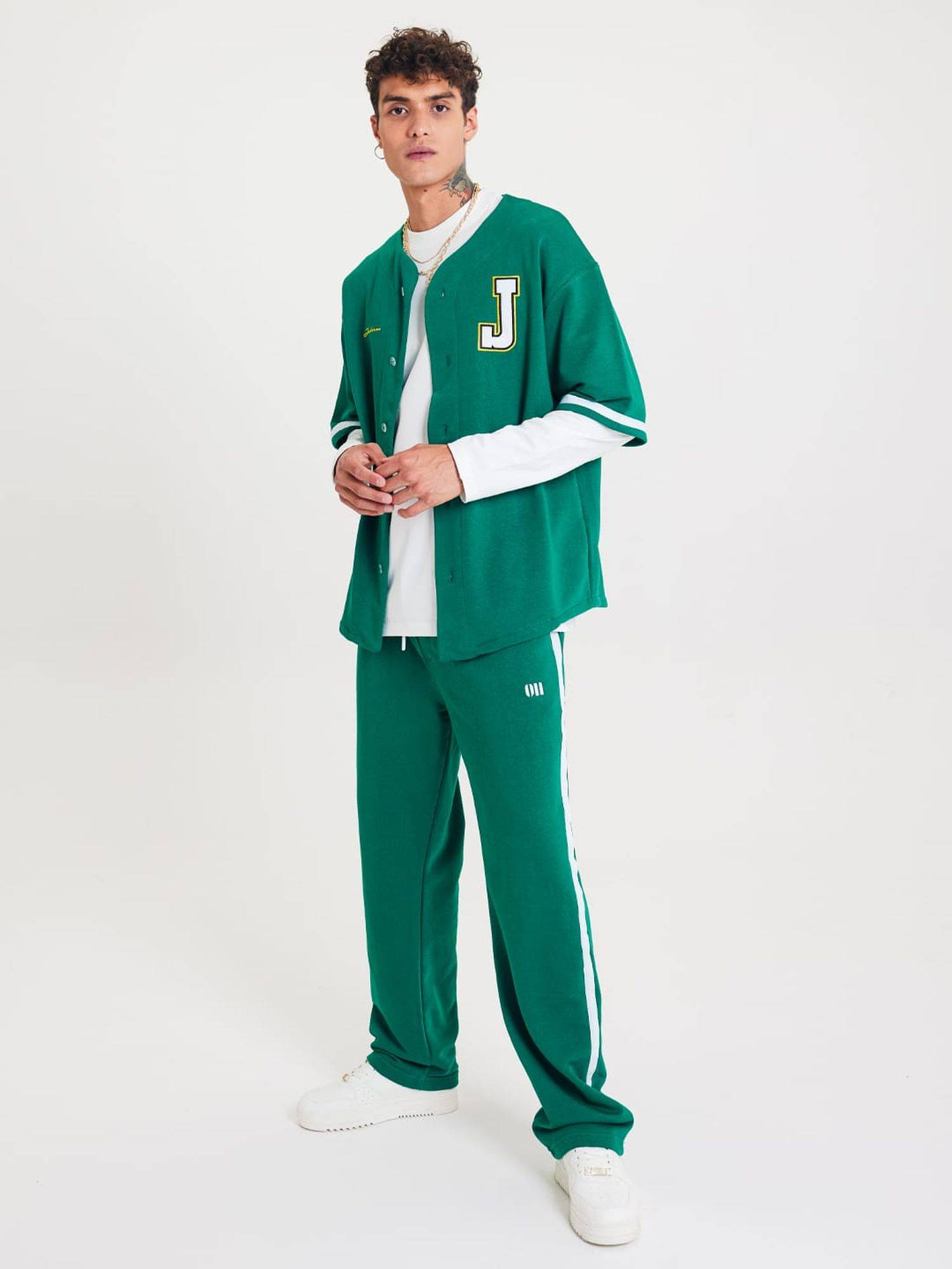 Set Baseball Hemd Hose Jogger Jogginganzug Sportanzug Oversize L Grün