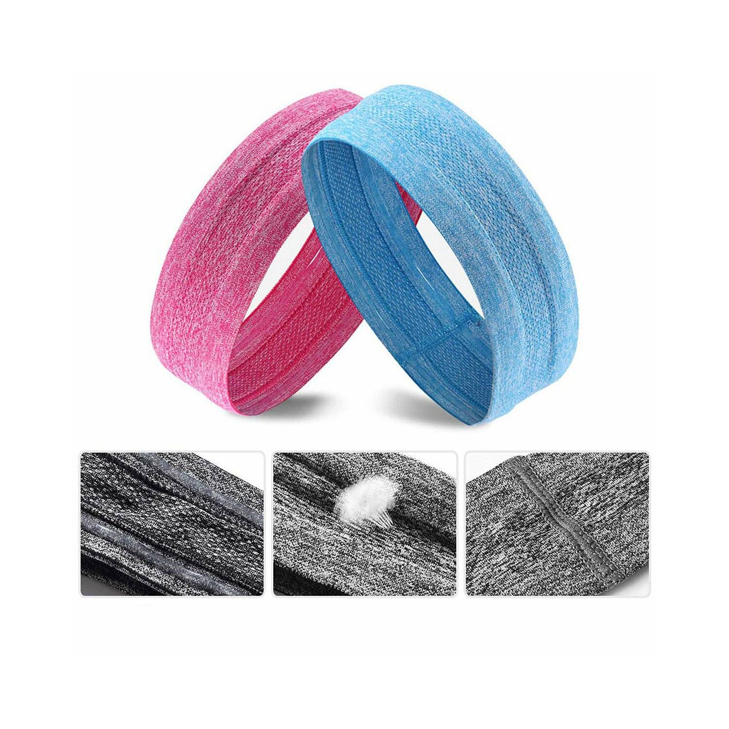 Elastisches Stirnband aus Stoff zum Laufen Fitness Pink