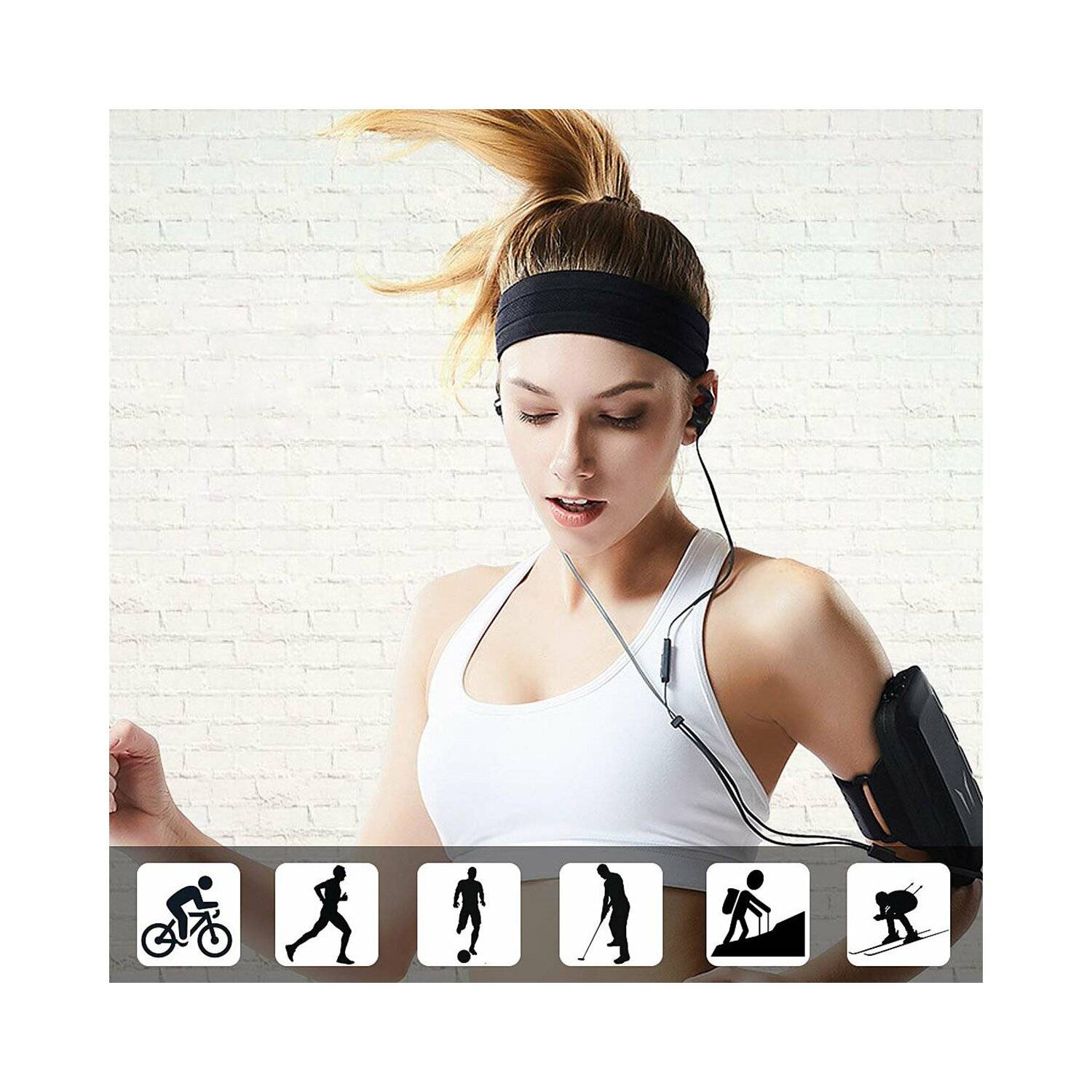 Elastisches Stirnband aus Stoff zum Laufen Fitness Pink