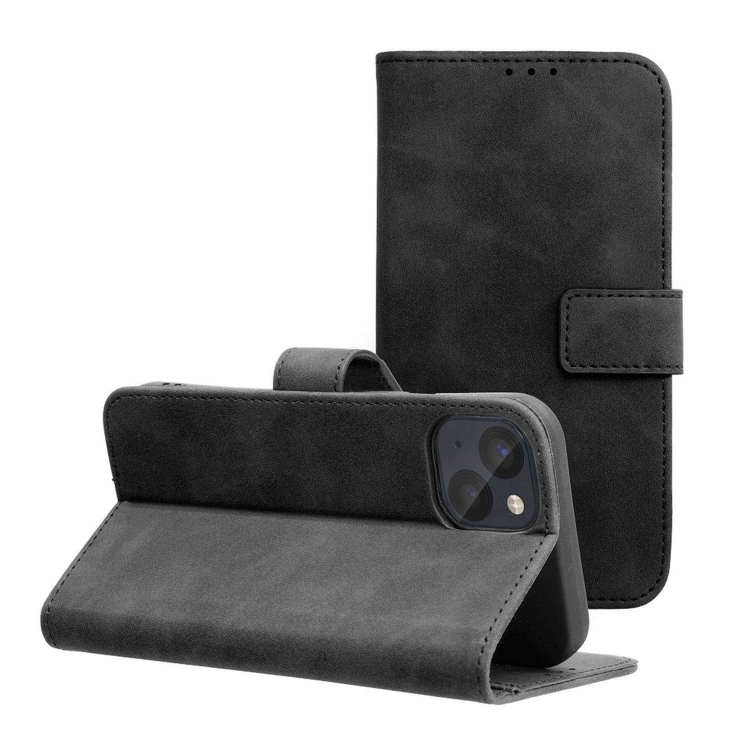 Tasche Holster TENDER Buch Schutzhülle Magnet Standfunktion Hülle kompatibel mit iPhone 14 Pro Schwarz