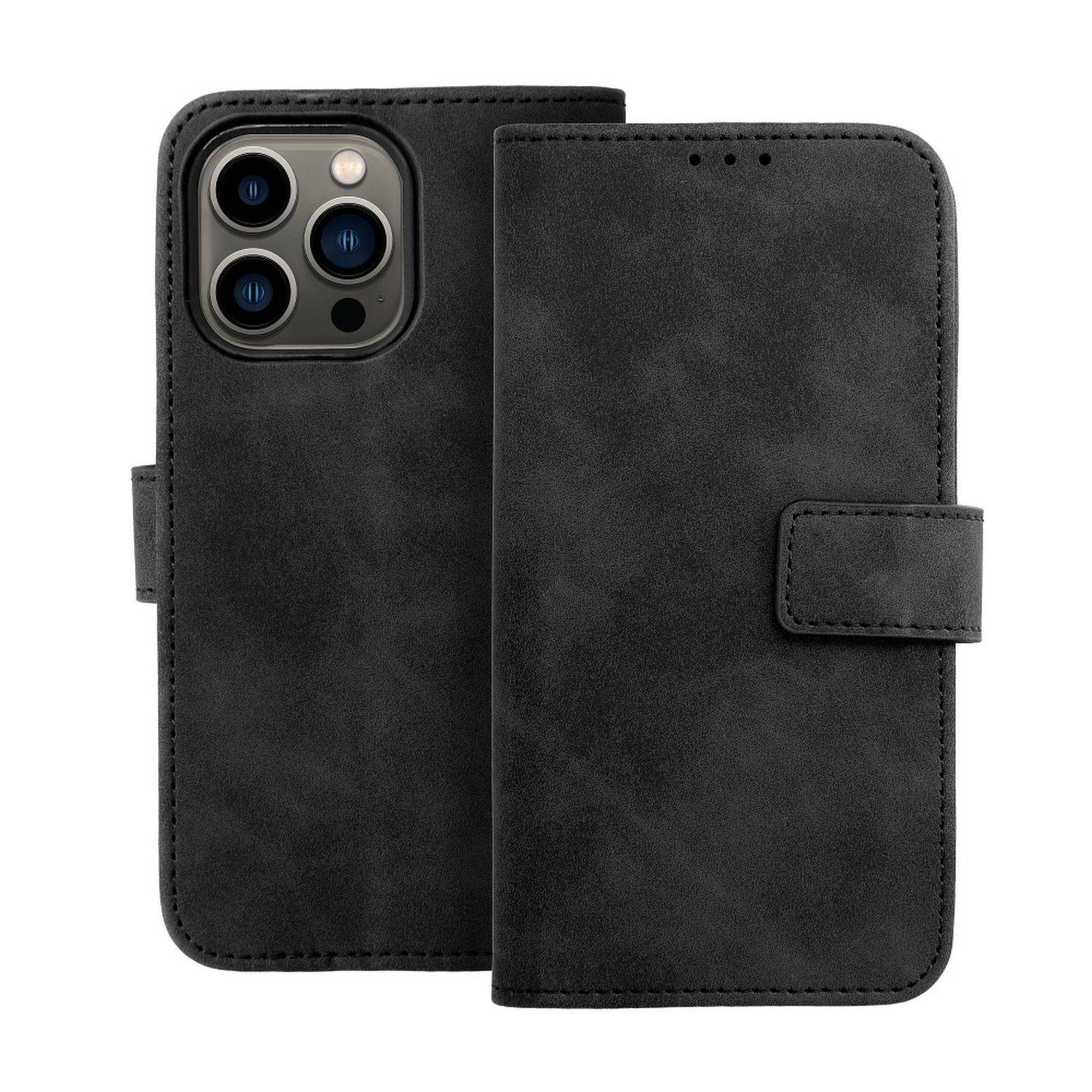 Tasche Holster TENDER Buch Schutzhülle Magnet Standfunktion Hülle kompatibel mit iPhone 14 Pro Schwarz