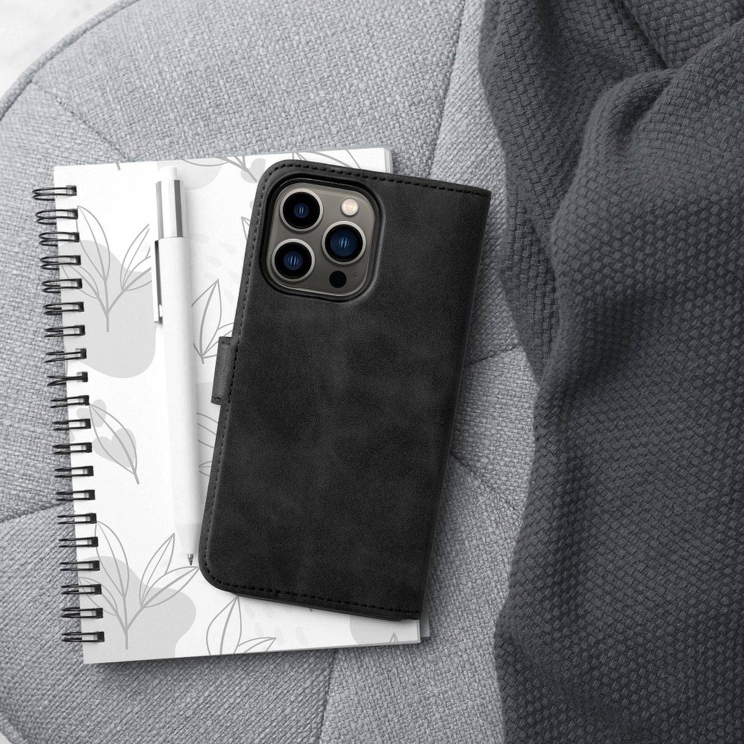 Tasche Holster TENDER Buch Schutzhülle Magnet Standfunktion Hülle kompatibel mit iPhone 14 Pro Schwarz