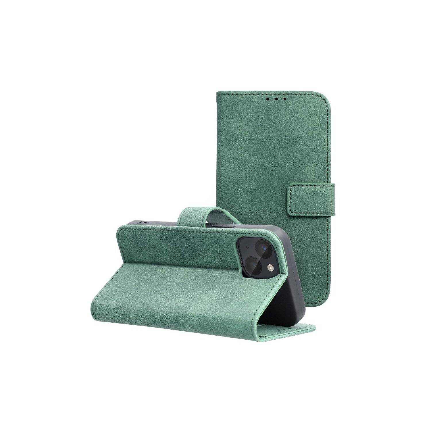 Tasche Holster TENDER Buch Schutzhülle Magnet Standfunktion Hülle kompatibel mit iPhone 14 Plus Grün