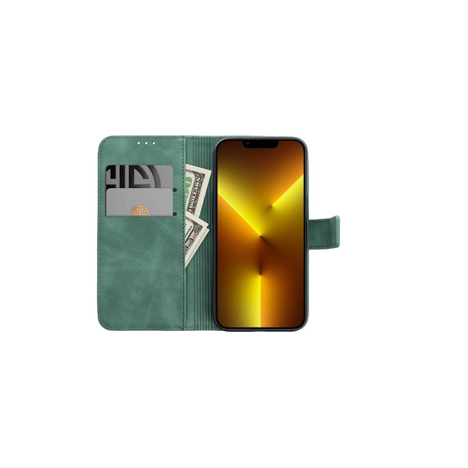 Tasche Holster TENDER Buch Schutzhülle Magnet Standfunktion Hülle kompatibel mit iPhone 14 Plus Grün