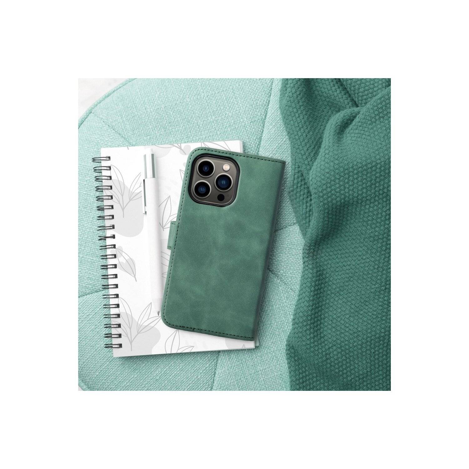 Tasche Holster TENDER Buch Schutzhülle Magnet Standfunktion Hülle kompatibel mit iPhone 14 Plus Grün