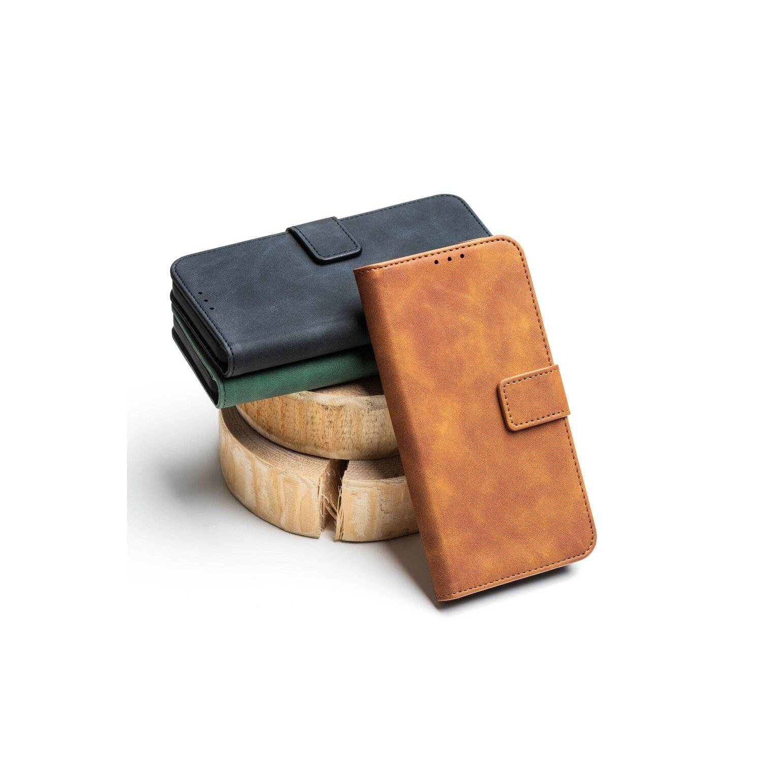 Tasche Holster TENDER Buch Schutzhülle Magnet Standfunktion Hülle kompatibel mit iPhone 14 Plus Braun