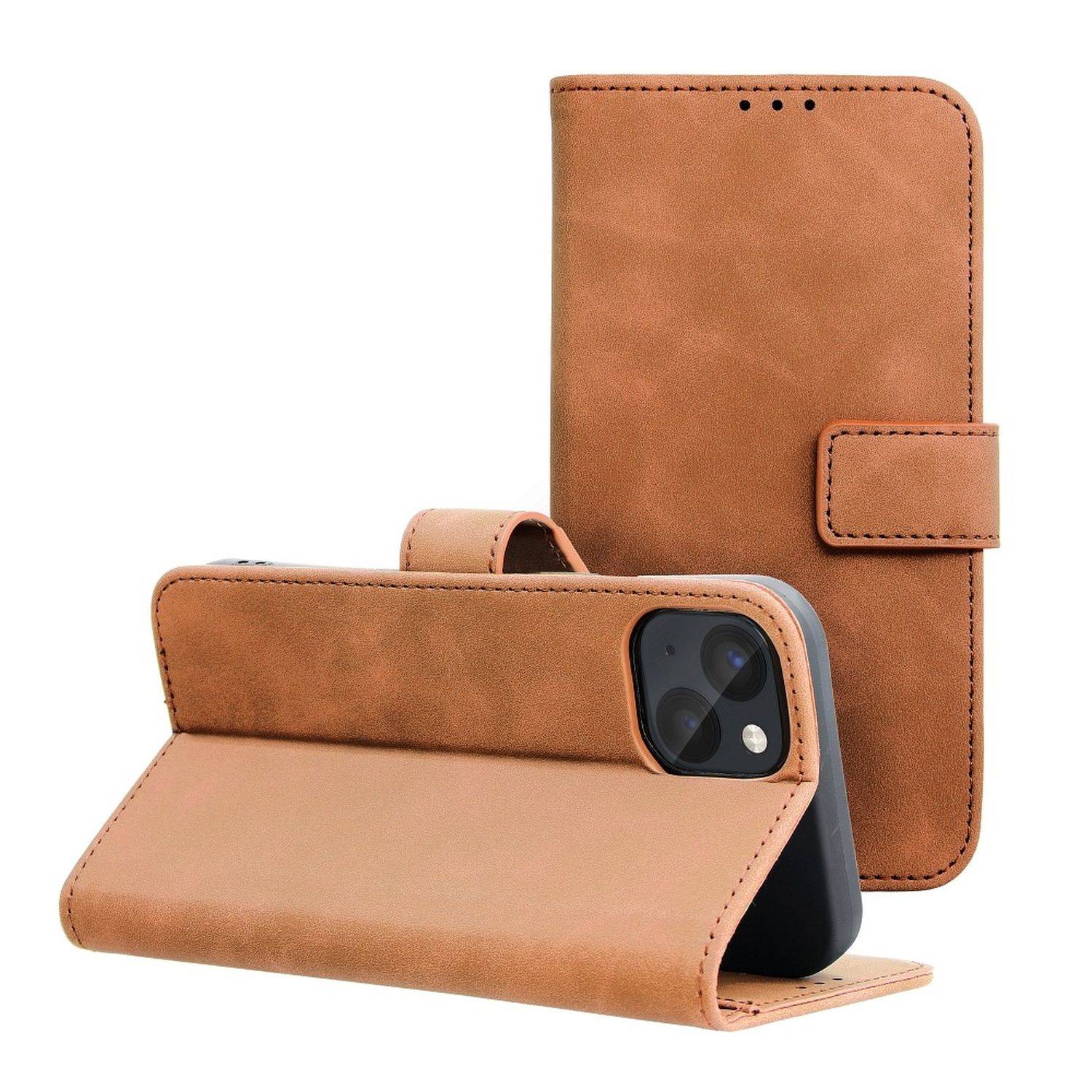 Tasche Holster TENDER Buch Schutzhülle Magnet Standfunktion Hülle kompatibel mit Xiaomi Redmi 10C Braun
