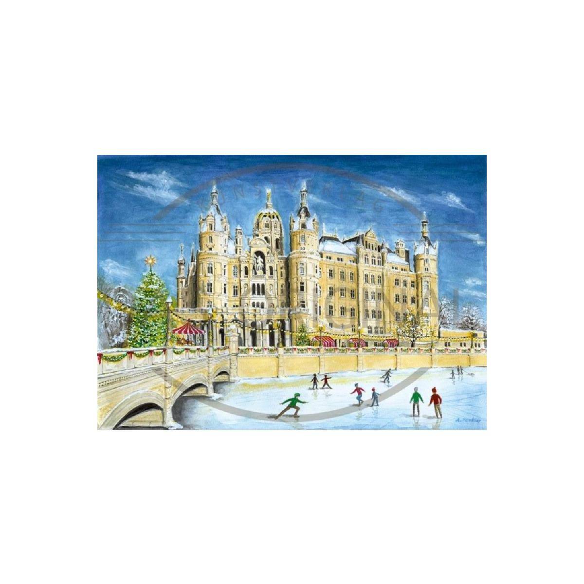 2964 - Weihnachtspostkarte Schweriner Schloss