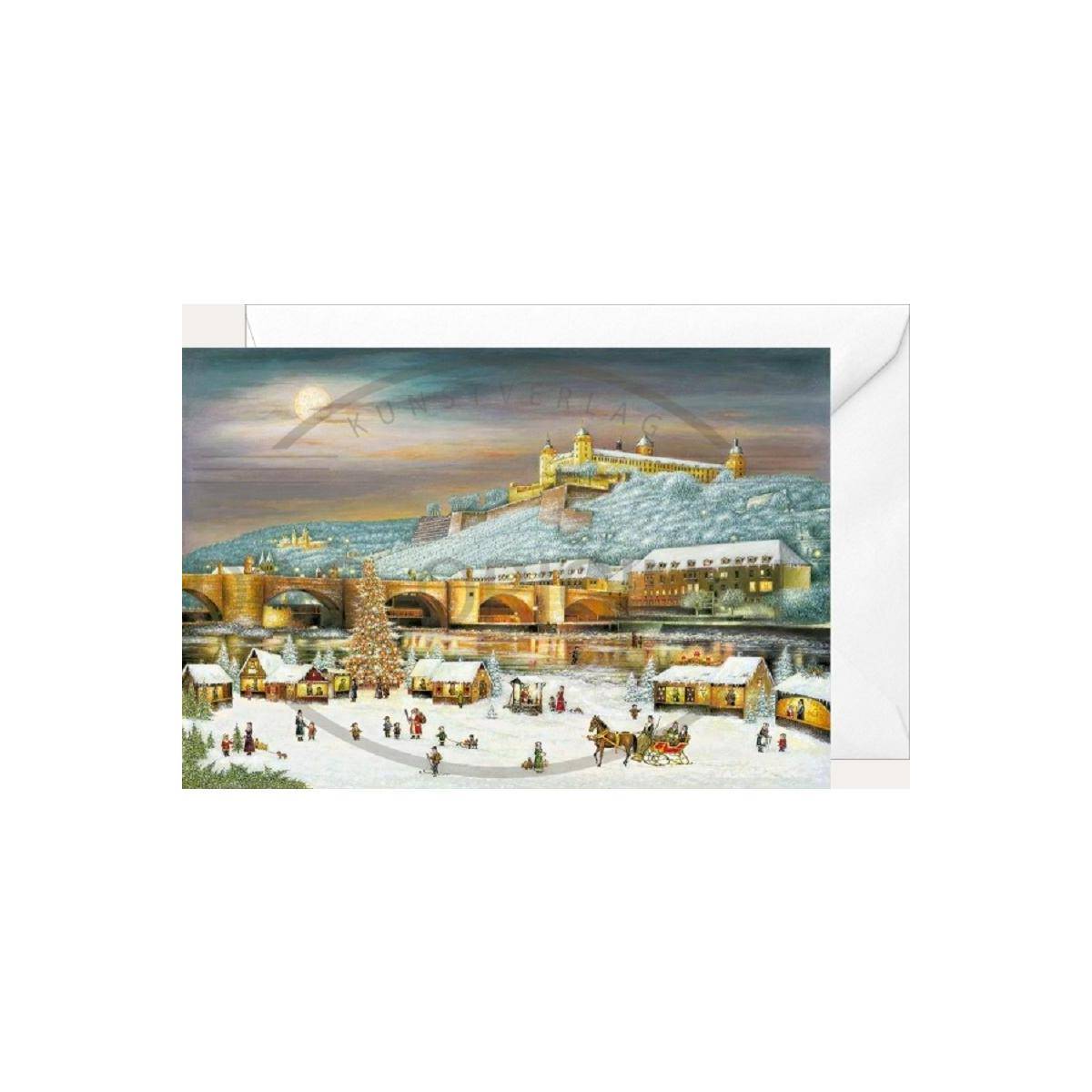 2966 - Weihnachtsklappkarte Würzburg Mainufer