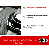 FAMEX 420-88 Alu Werkzeugkoffer PROFESSIONAL bestückt mit Werkzeug Set - Werkzeuge aus CV-Stahl, Top-Qualität FAMEX 420-88 Alu Werkzeugkoffer PROFESSIONAL bestückt mit Werkzeug Set - Werkzeuge aus CV-Stahl, Top-Qualität