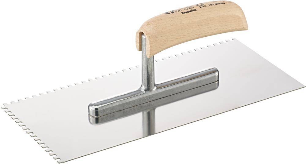 Glättekelle 280x130mm gezahnt 4x4mm rostfrei FORTIS Bau