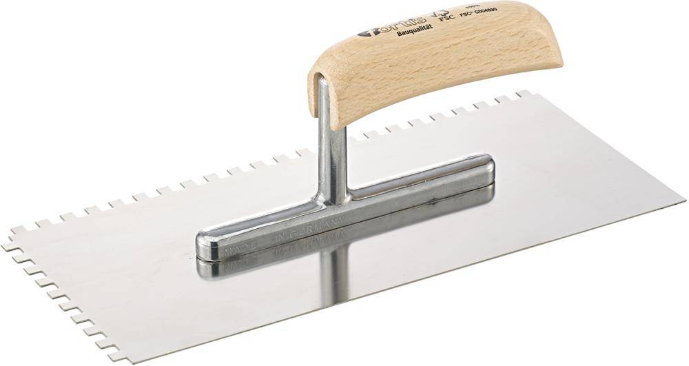 Glättekelle 280x130mm gezahnt 6x6mm rostfrei FORTIS Bau